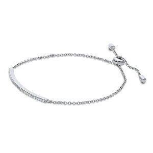Berricle 925 Sterling Silver CZ Bar Adjustable Chain Bracelet